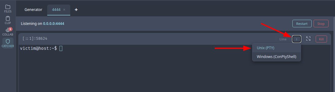 Catcher - upgrade menu