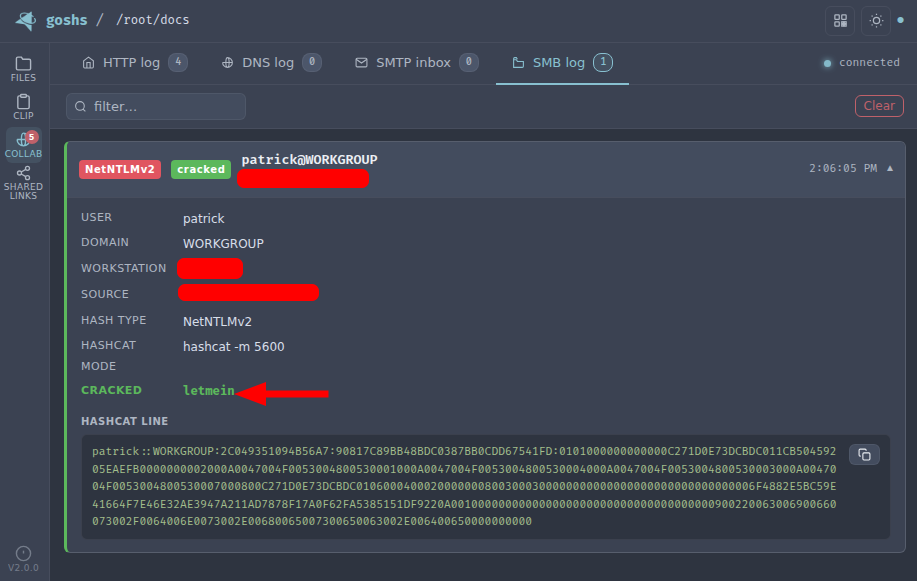 hash captured console